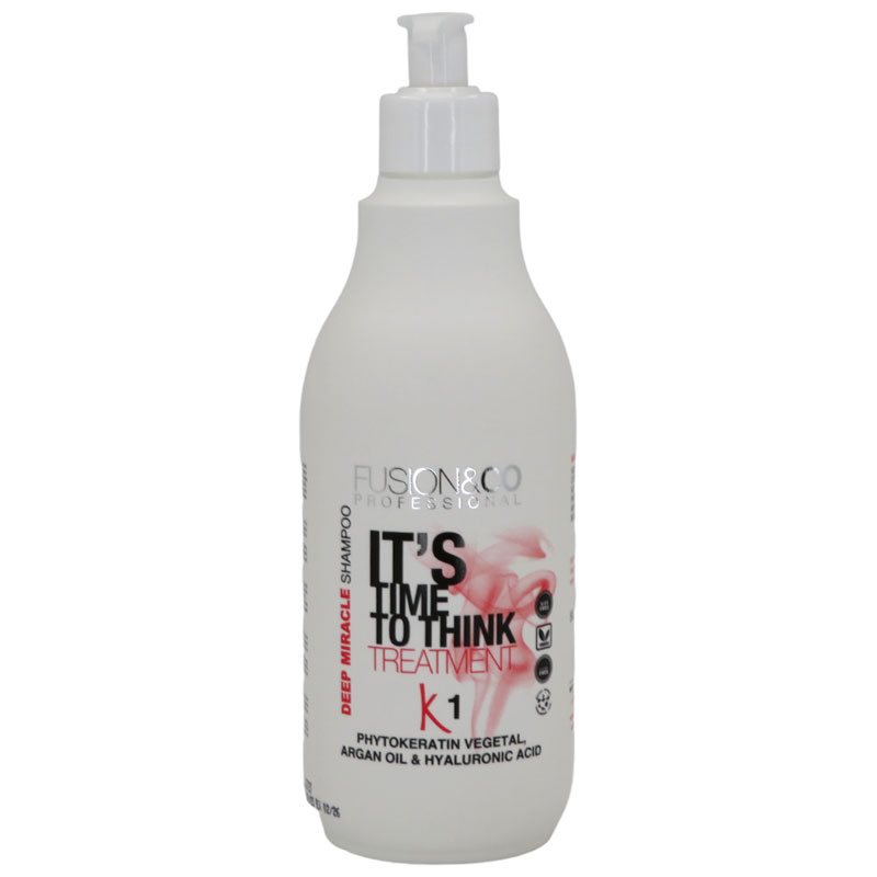 Fusion & Co Professional K1 Deep Miracle Hair Shampoo Vegan with Keratin 500ml Free SLS / Σαμπουάν Μαλλιών με Κερατίνη Χωρίς Θειϊκά Άλατα